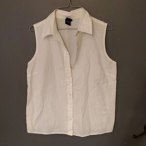 Basic Editions Sleeveless White Button-Down Shirt